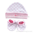 new arrival superior fabric extra soft letter love pink round dot 2 piece baby wool cap